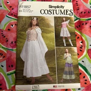 New Simplicity 11857 Andrea Schewe Fantasy Fairy Renaissance Pattern Sz 8 -16